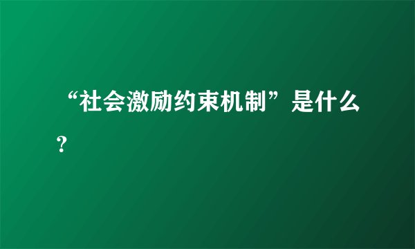 “社会激励约束机制”是什么？
