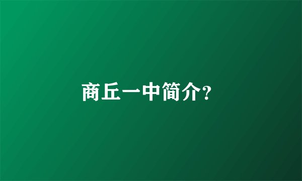 商丘一中简介?