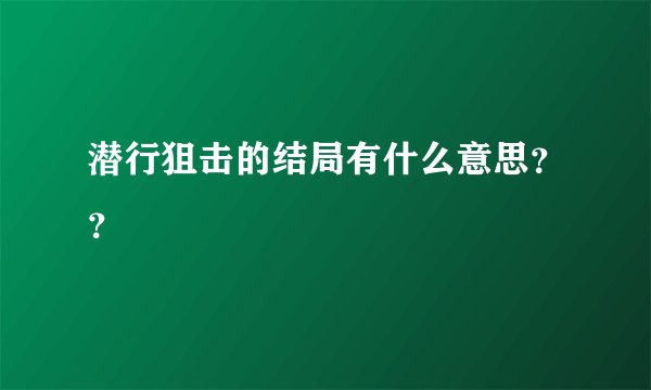 潜行狙击的结局有什么意思？？