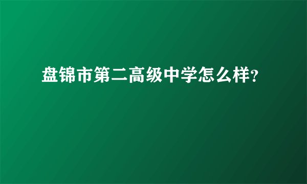 盘锦市第二高级中学怎么样？