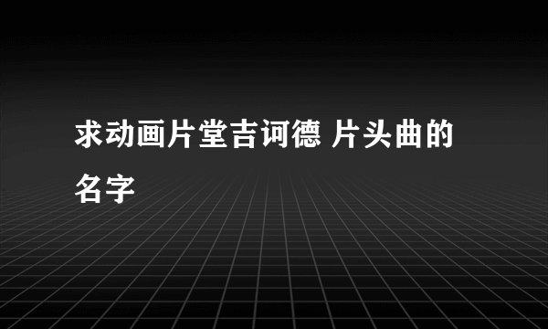 求动画片堂吉诃德 片头曲的名字