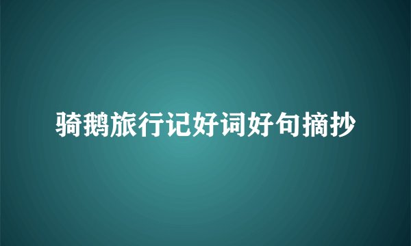 骑鹅旅行记好词好句摘抄