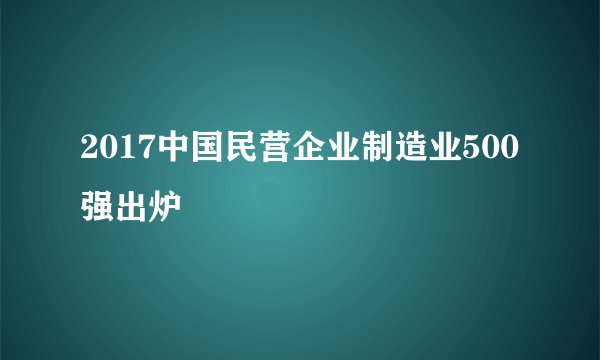 2017中国民营企业制造业500强出炉