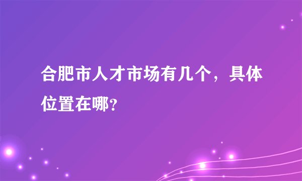 合肥市人才市场有几个，具体位置在哪？