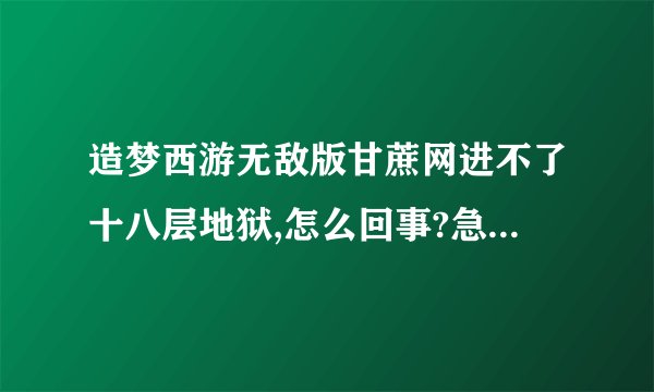 造梦西游无敌版甘蔗网进不了十八层地狱,怎么回事?急！！！！1