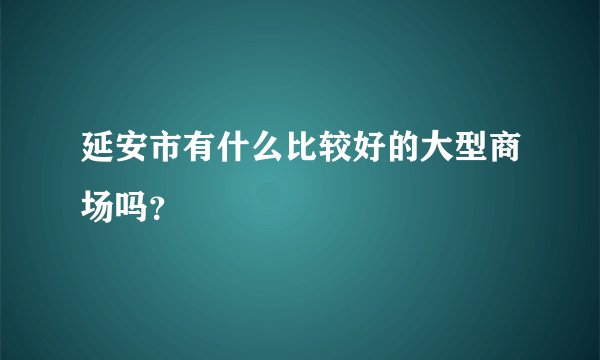 延安市有什么比较好的大型商场吗?