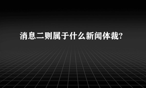 消息二则属于什么新闻体裁?