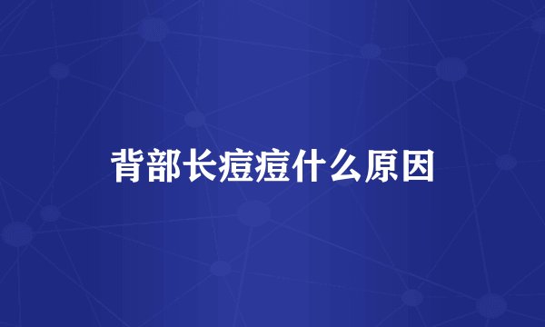 背部长痘痘什么原因