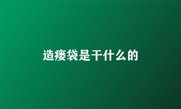 造瘘袋是干什么的
