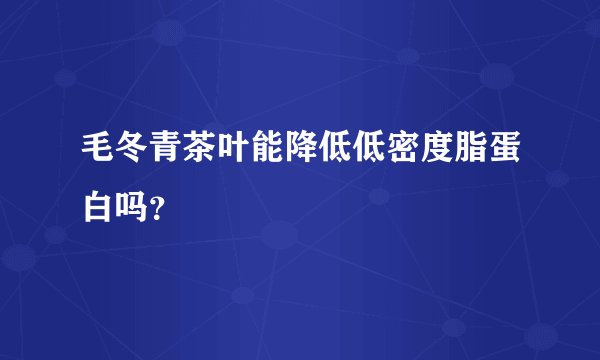 毛冬青茶叶能降低低密度脂蛋白吗？