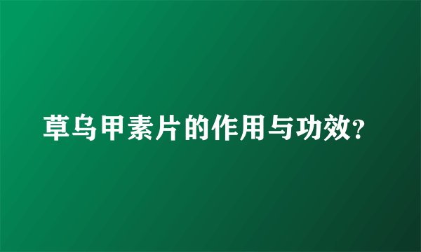 草乌甲素片的作用与功效？