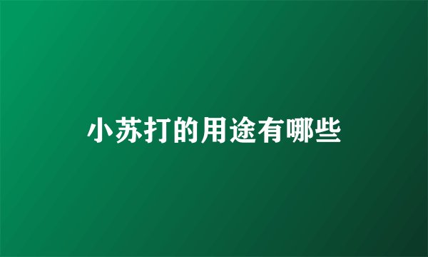 小苏打的用途有哪些