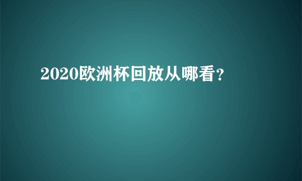 2020欧洲杯回放从哪看？
