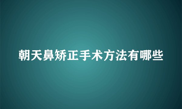 朝天鼻矫正手术方法有哪些