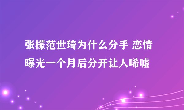 张檬范世琦为什么分手 恋情曝光一个月后分开让人唏嘘