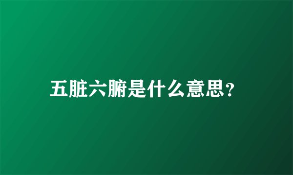五脏六腑是什么意思？