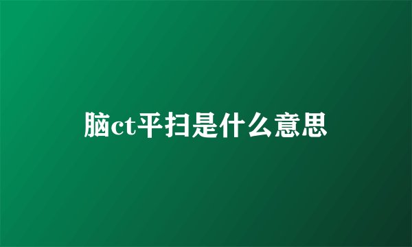 脑ct平扫是什么意思