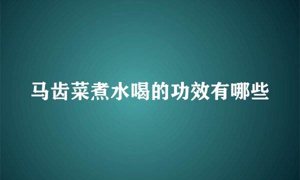 马齿菜煮水喝的功效有哪些