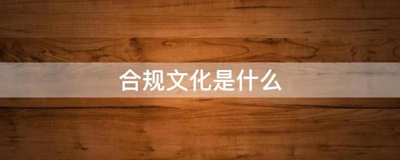 合规文化是什么