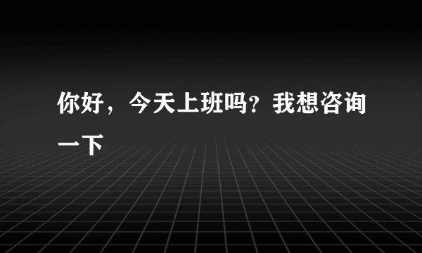 你好，今天上班吗？我想咨询一下