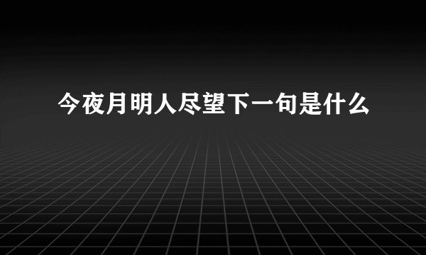 今夜月明人尽望下一句是什么
