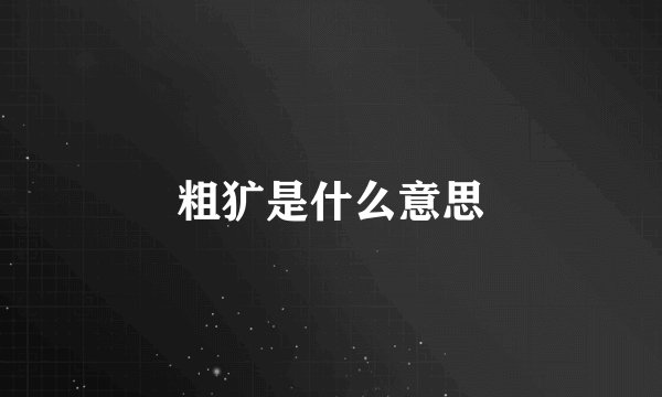粗犷是什么意思