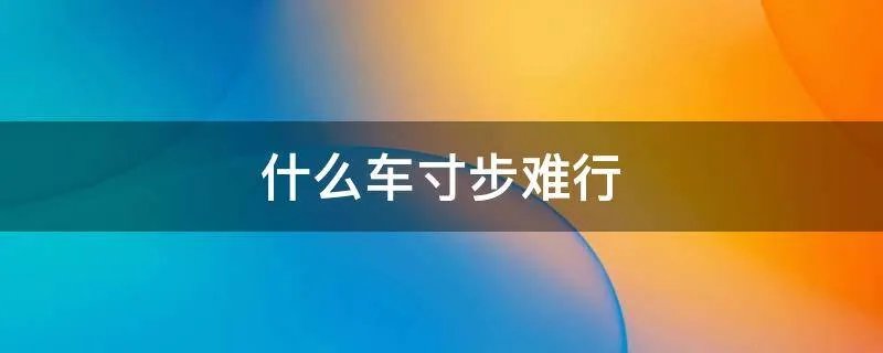 什么车寸步难行