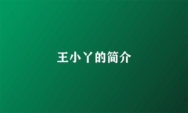 王小丫的简介