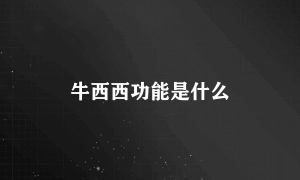 牛西西功能是什么