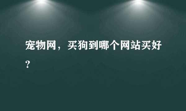宠物网，买狗到哪个网站买好？
