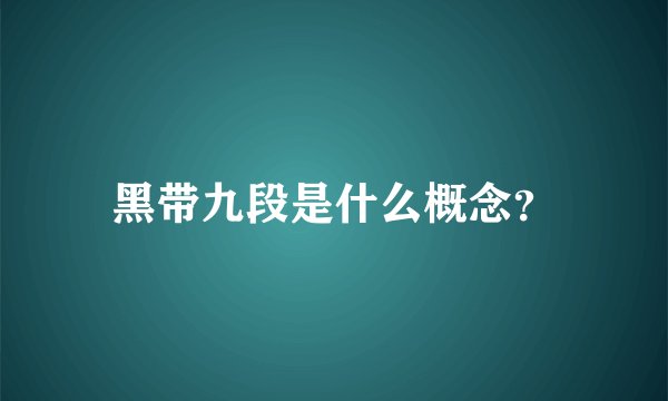 黑带九段是什么概念?
