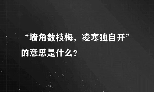 “墙角数枝梅,凌寒独自开”的意思是什么?