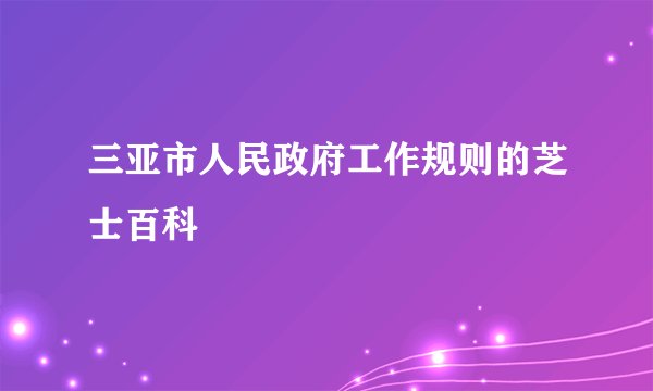 三亚市人民政府工作规则的芝士百科