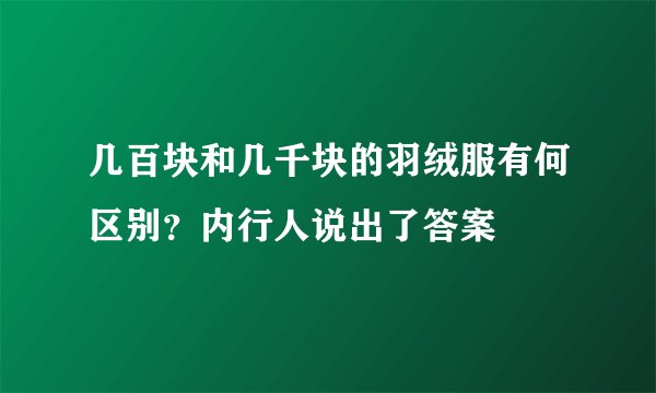 几百块和几千块的羽绒服有何区别?内行人说出了答案