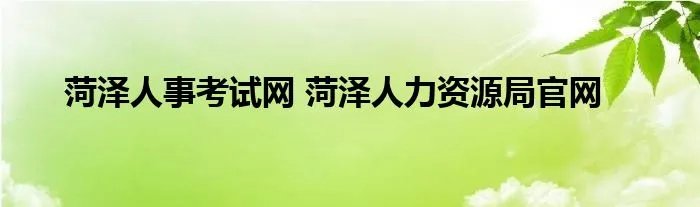 菏泽人事考试网 菏泽人力资源局官网