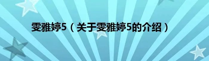 雯雅婷5（关于雯雅婷5的介绍）