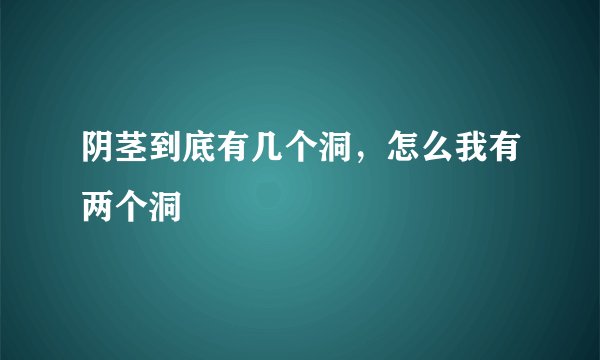 阴茎到底有几个洞，怎么我有两个洞