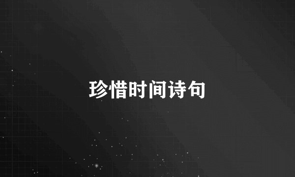 珍惜时间诗句