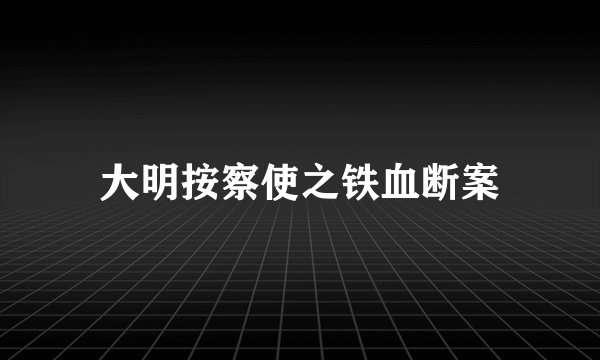 大明按察使之铁血断案