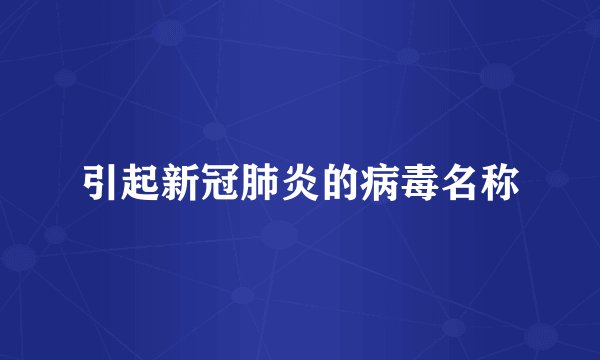 引起新冠肺炎的病毒名称