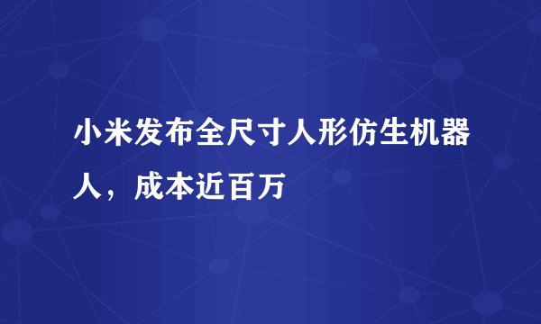 小米发布全尺寸人形仿生机器人，成本近百万