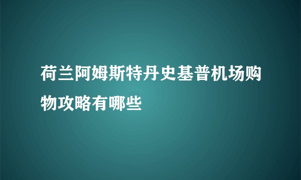 荷兰阿姆斯特丹史基普机场购物攻略有哪些