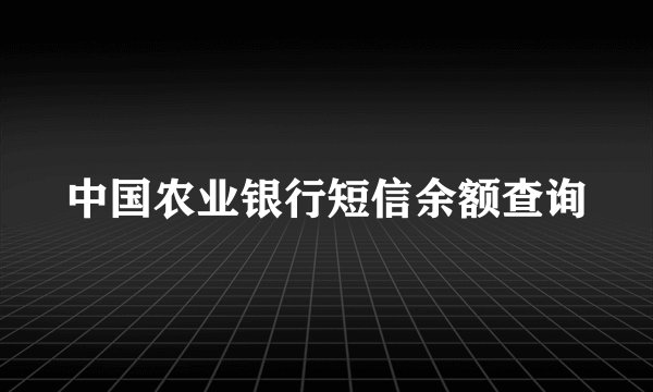 中国农业银行短信余额查询