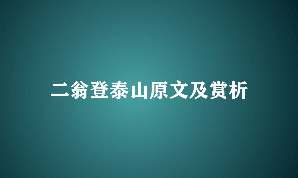 二翁登泰山原文及赏析