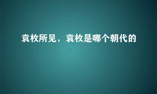 袁枚所见，袁枚是哪个朝代的
