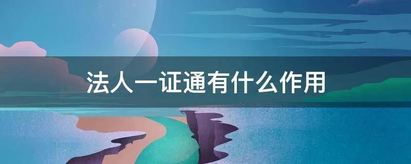 法人一证通有什么作用