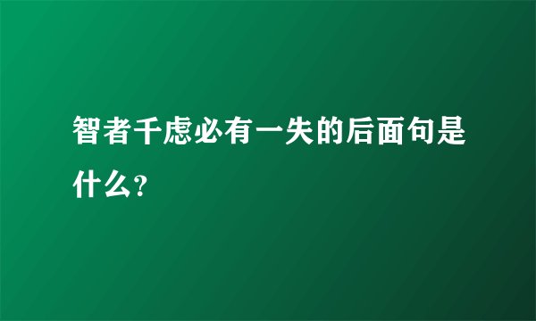 智者千虑必有一失的后面句是什么?