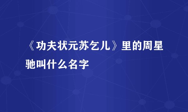 《功夫状元苏乞儿》里的周星驰叫什么名字