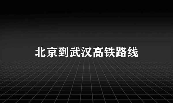 北京到武汉高铁路线