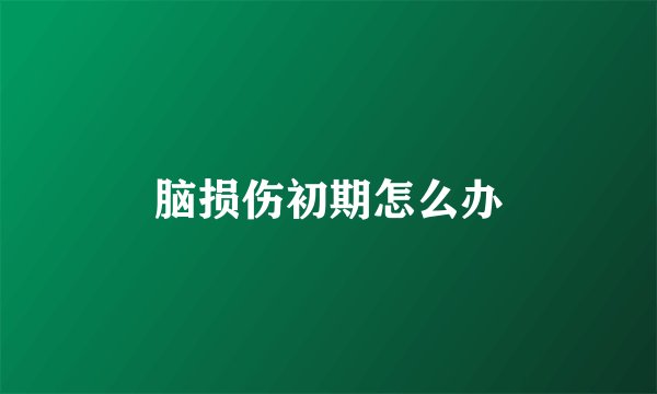 脑损伤初期怎么办